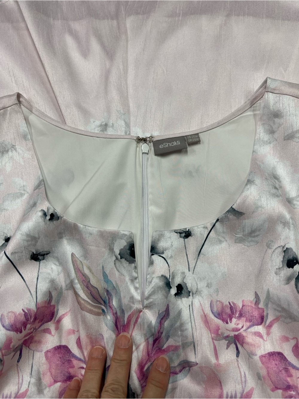 ESHAKTI Party Event Guest Pink Floral Cap SV Split V-Neck Waist Detail Dress 26W - Picture 5 of 16